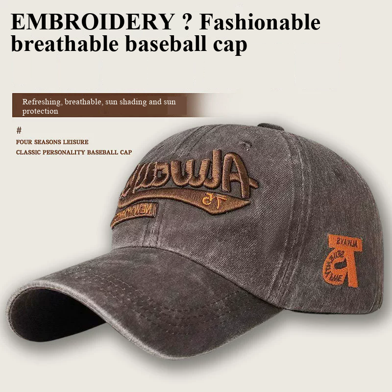 2026 Summer Women Men Baseball Cap Fashion Letter Embroidery Snapback Hat Vintage Washed Cotton Unisex Hip Hop Sun Hat Casquette