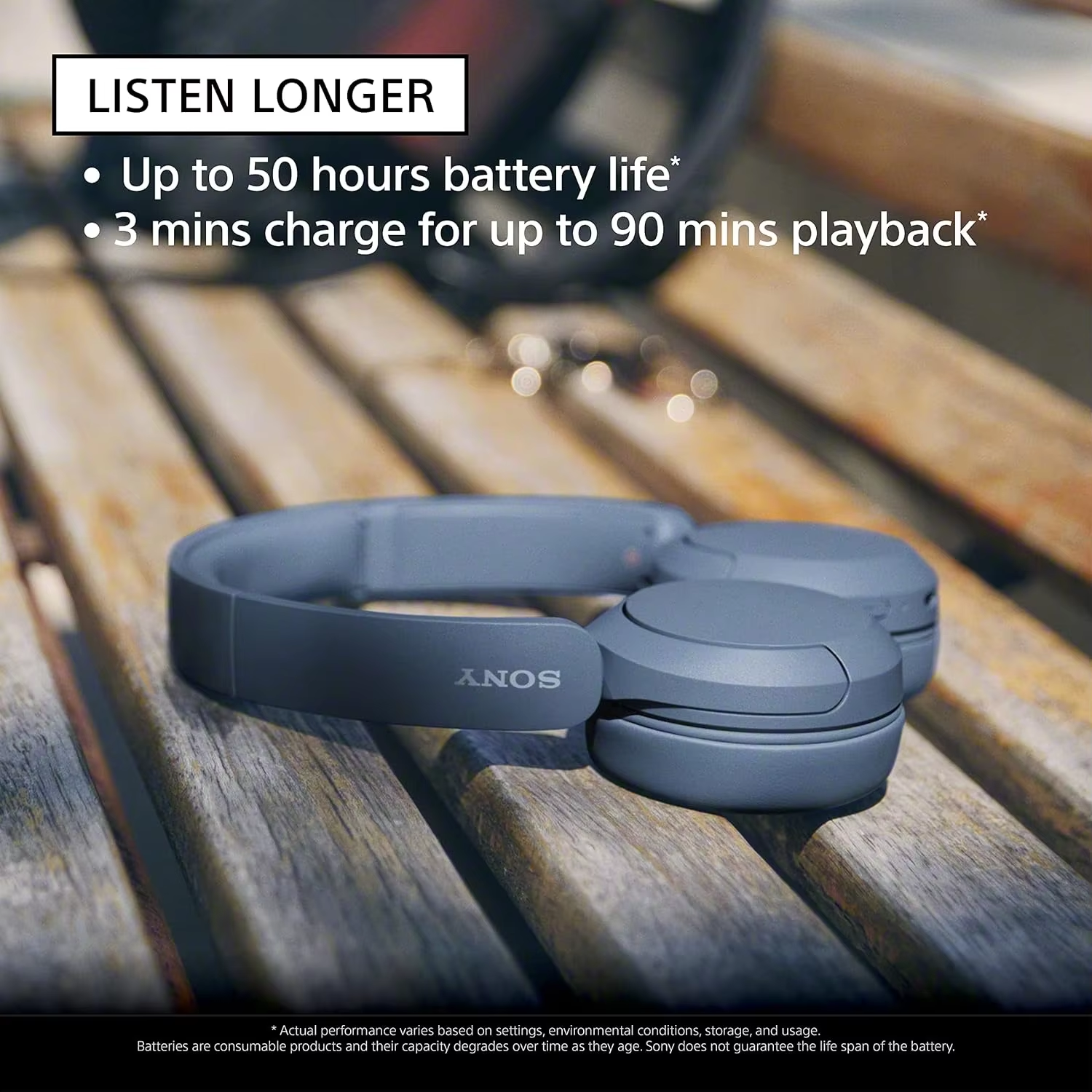 Sony WH-CH520 Wireless On-Ear Headphones, Bluetooth Headset with Mic Long Battery Life
