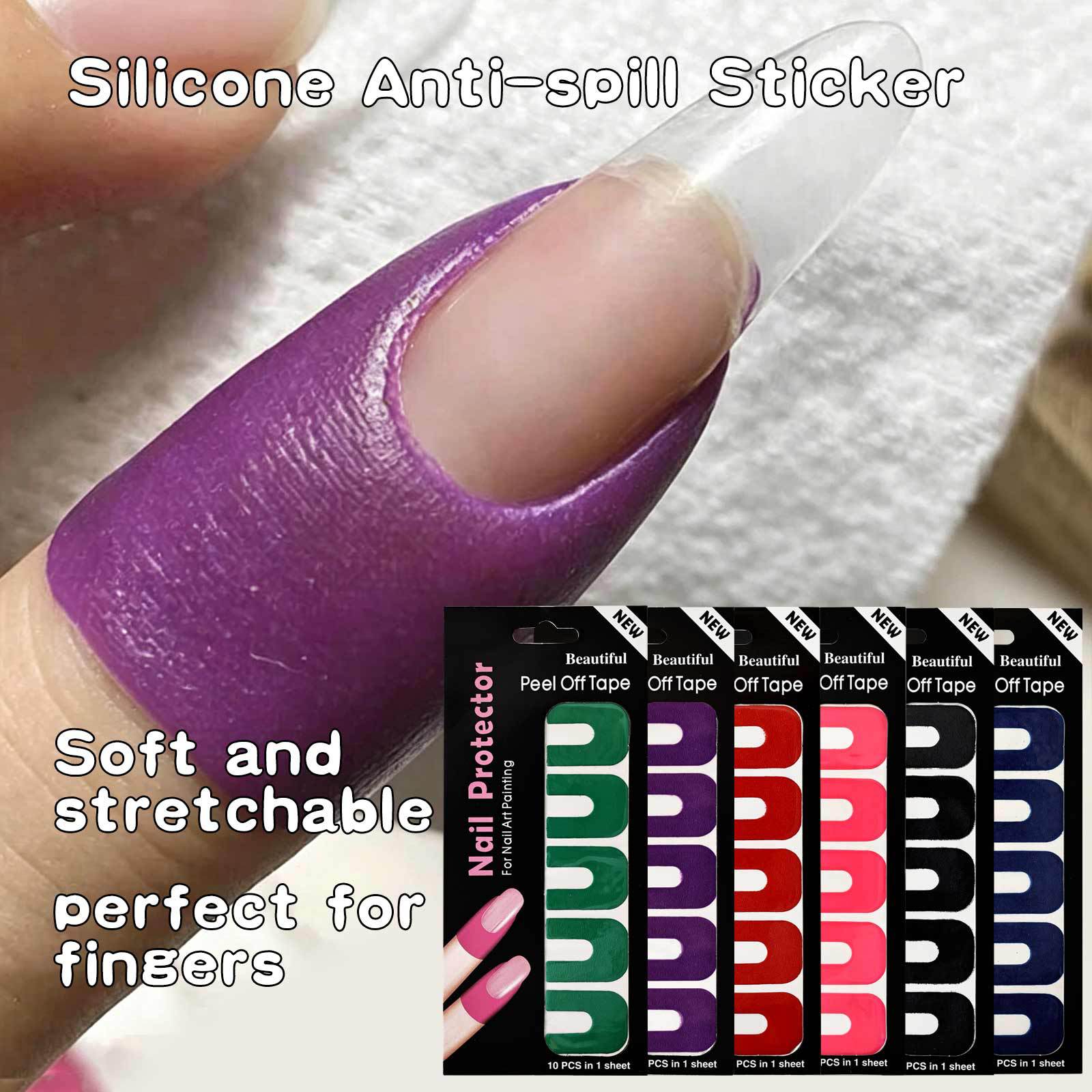 10Pcs Colorful Nail Polish Protector For Fingers UV Protection Tape U Shape Peel Off Nail Polish Finger Guards Barrier Stickers