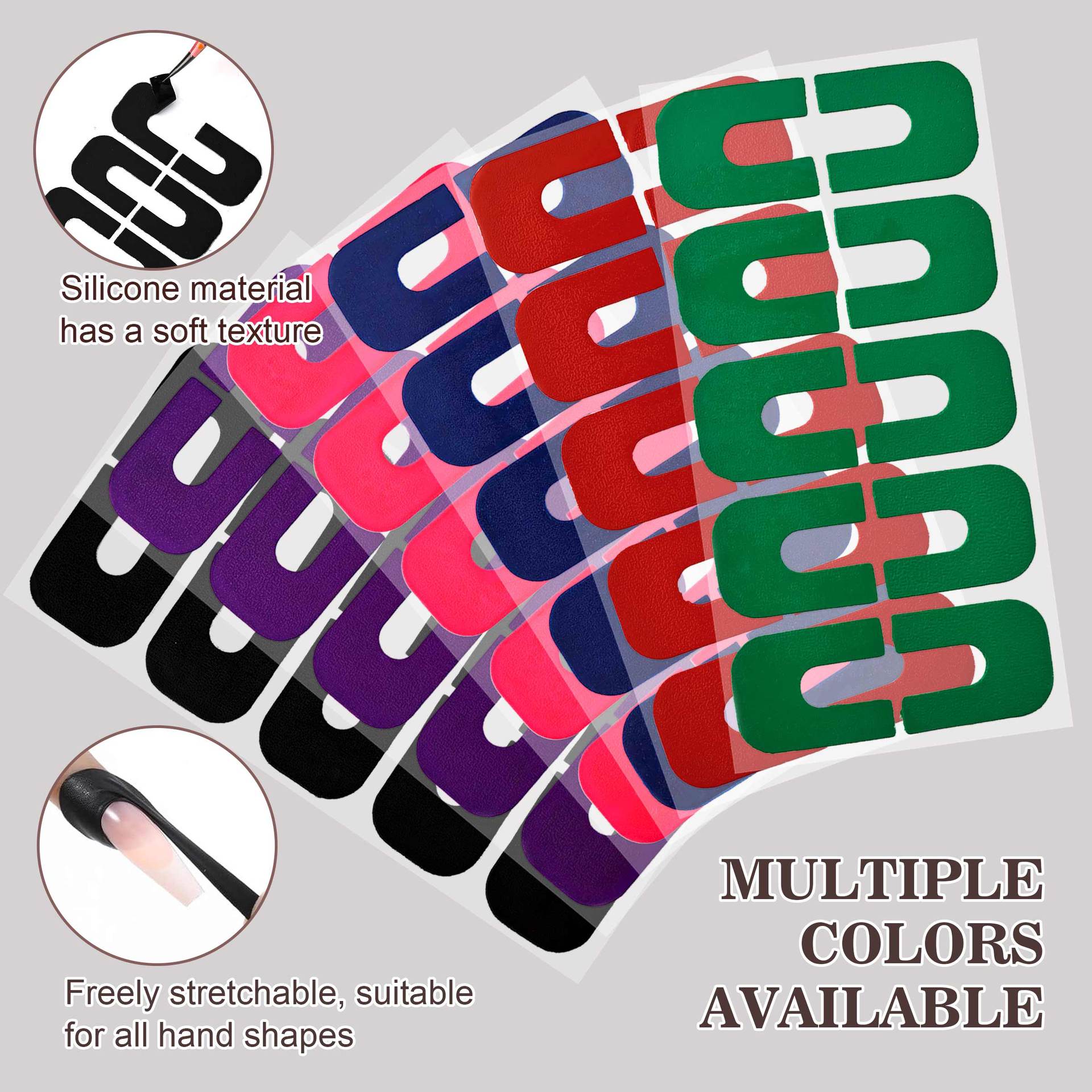 10Pcs Colorful Nail Polish Protector For Fingers UV Protection Tape U Shape Peel Off Nail Polish Finger Guards Barrier Stickers
