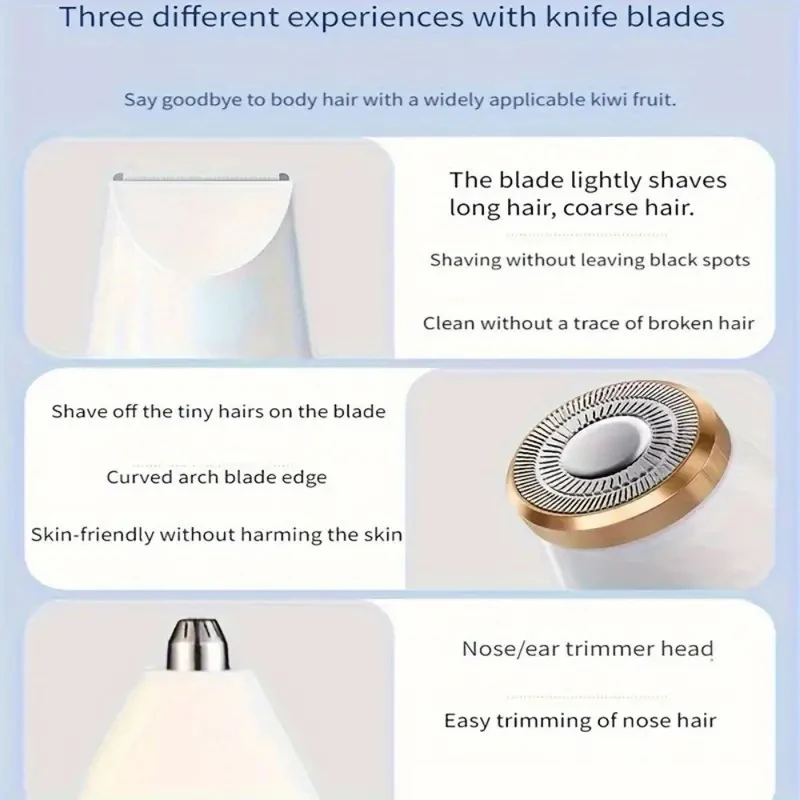 USB Charging Three in One Shaver, Women's Home Multifunctional Underarm Hair Removal Device, Eyebrow Trimmer, Nose Hair Remover