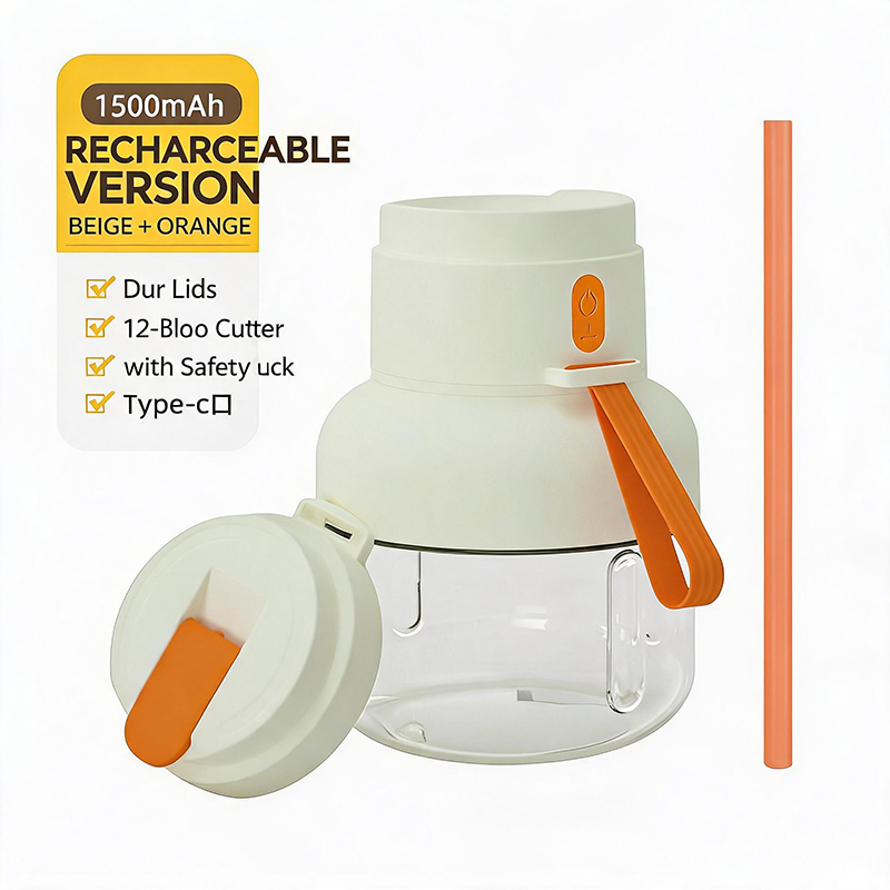 850ml Large Capacity Portable Juice Blender, 12-Blade USB Rechargeable Fruit Mixer with 2-in-1 Sports Lid, UK Charging for Home/