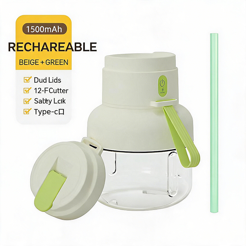 850ml Large Capacity Portable Juice Blender, 12-Blade USB Rechargeable Fruit Mixer with 2-in-1 Sports Lid, UK Charging for Home/
