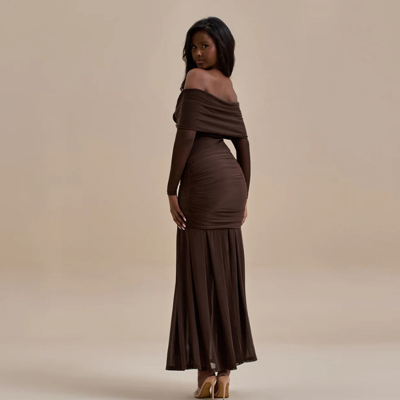 Free delivery of high-quality 2026 new summer women's clothing hot selling slim fit long sleeved one shoulder dress