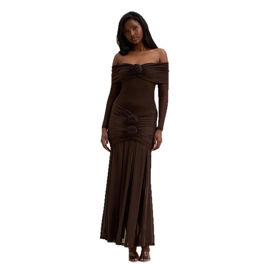 Free delivery of high-quality 2026 new summer women's clothing hot selling slim fit long sleeved one shoulder dress