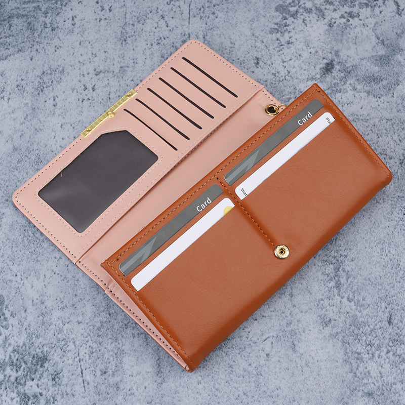 Women's new fashionable long wallet versatile solid color simple change clip multifunctional large capacity trendy women's clip