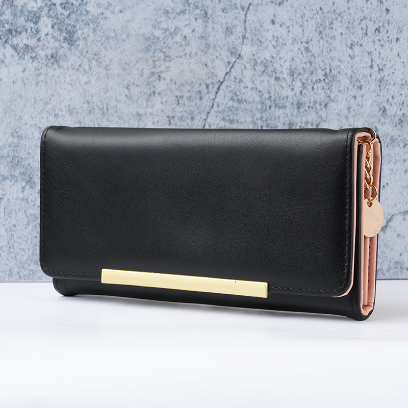 Women's new fashionable long wallet versatile solid color simple change clip multifunctional large capacity trendy women's clip