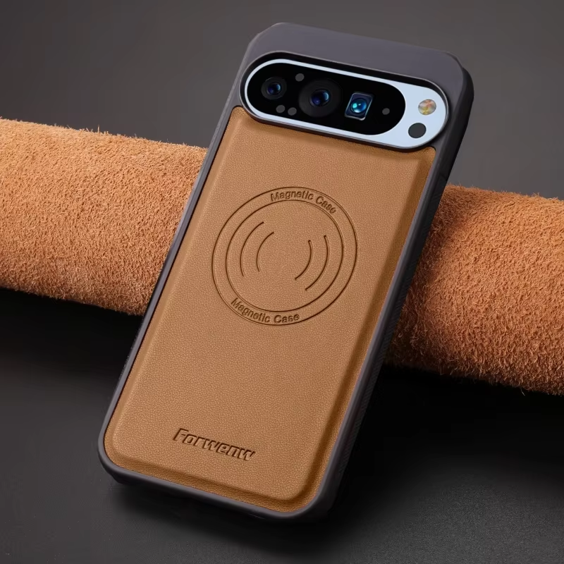 Luxury PU Leather Car Magnetic Phone Case for Google Pixel 10 9 Pro XL Pro 9A 7A 7 6A 6 Back Cover Wireless Charging Hoesje Bag