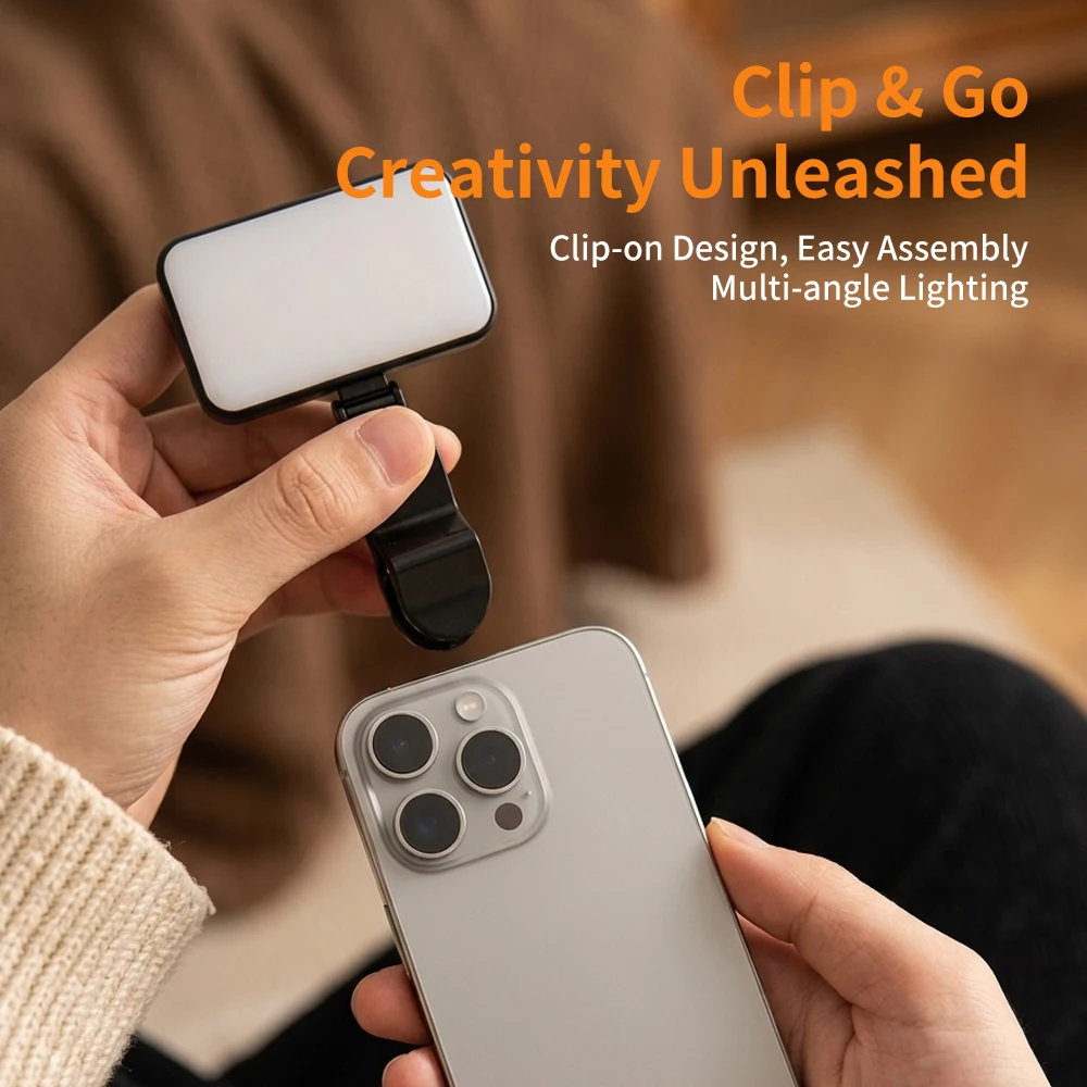 With Data Cable Mini Selfie Fill Light Rechargeable 3 Color Modes Adjustable Brightness Clip Mobile Phones Computers Photography