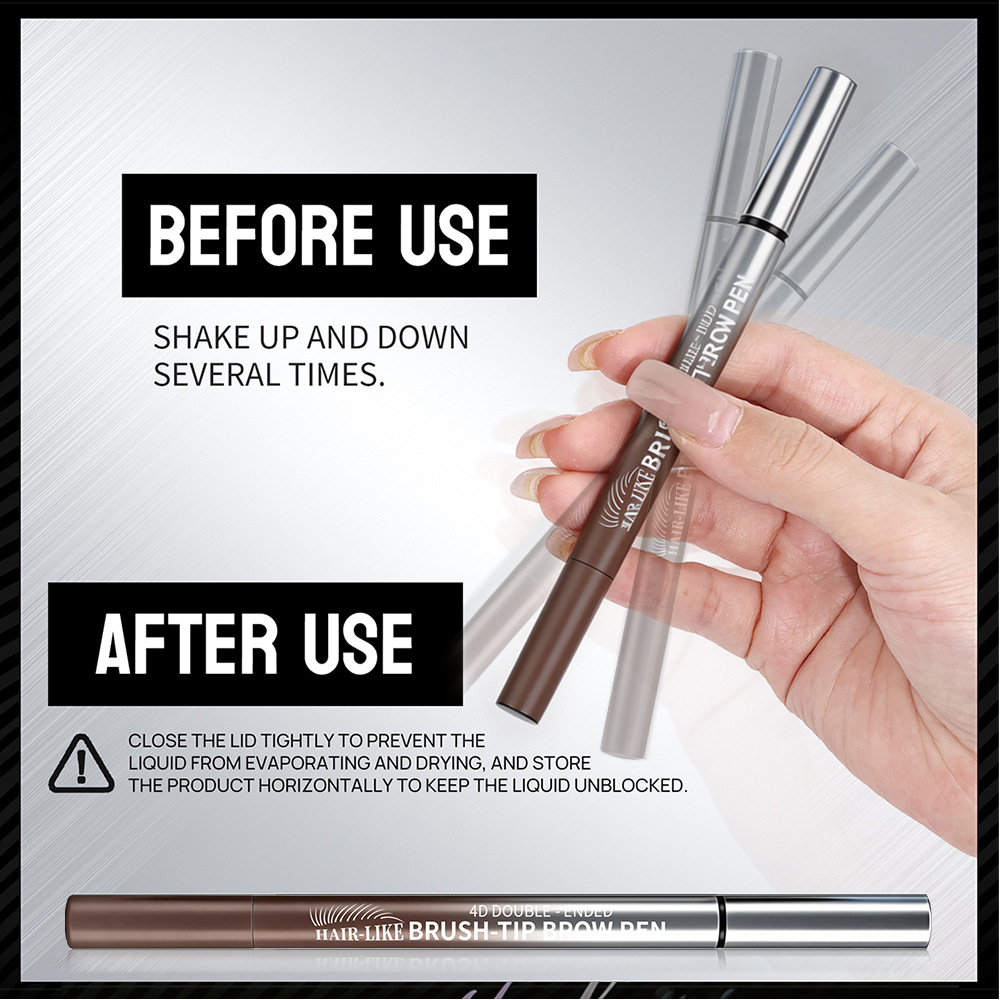 Waterproof, sweat-proof, smudge-resistant, natural and dimensional dual-ended eyebrow pencil
