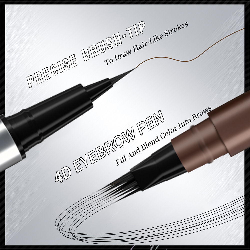 Waterproof, sweat-proof, smudge-resistant, natural and dimensional dual-ended eyebrow pencil