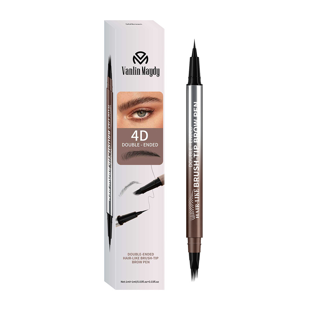 Waterproof, sweat-proof, smudge-resistant, natural and dimensional dual-ended eyebrow pencil