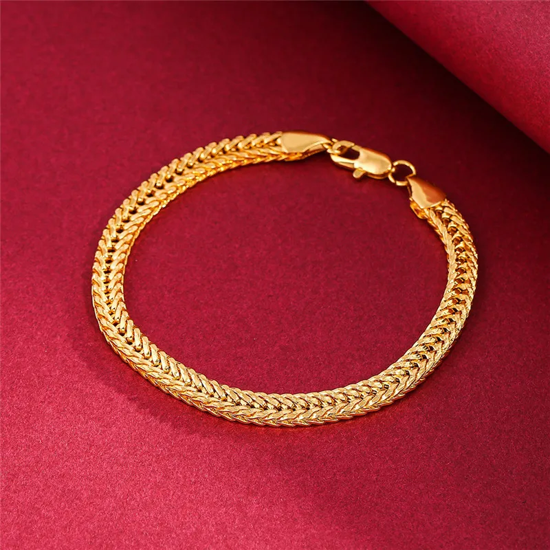Premium Quality 6mm Lobster Clasp Bracelet for Men Elegant Golden Plating Fashionable Jewelry Accessory
