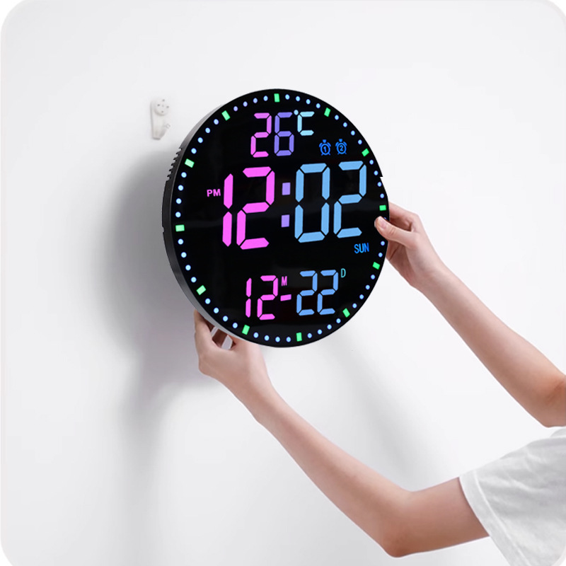 12-inch RGB Colorful LED Wall Clock - Creative and Simple Living Room Clock