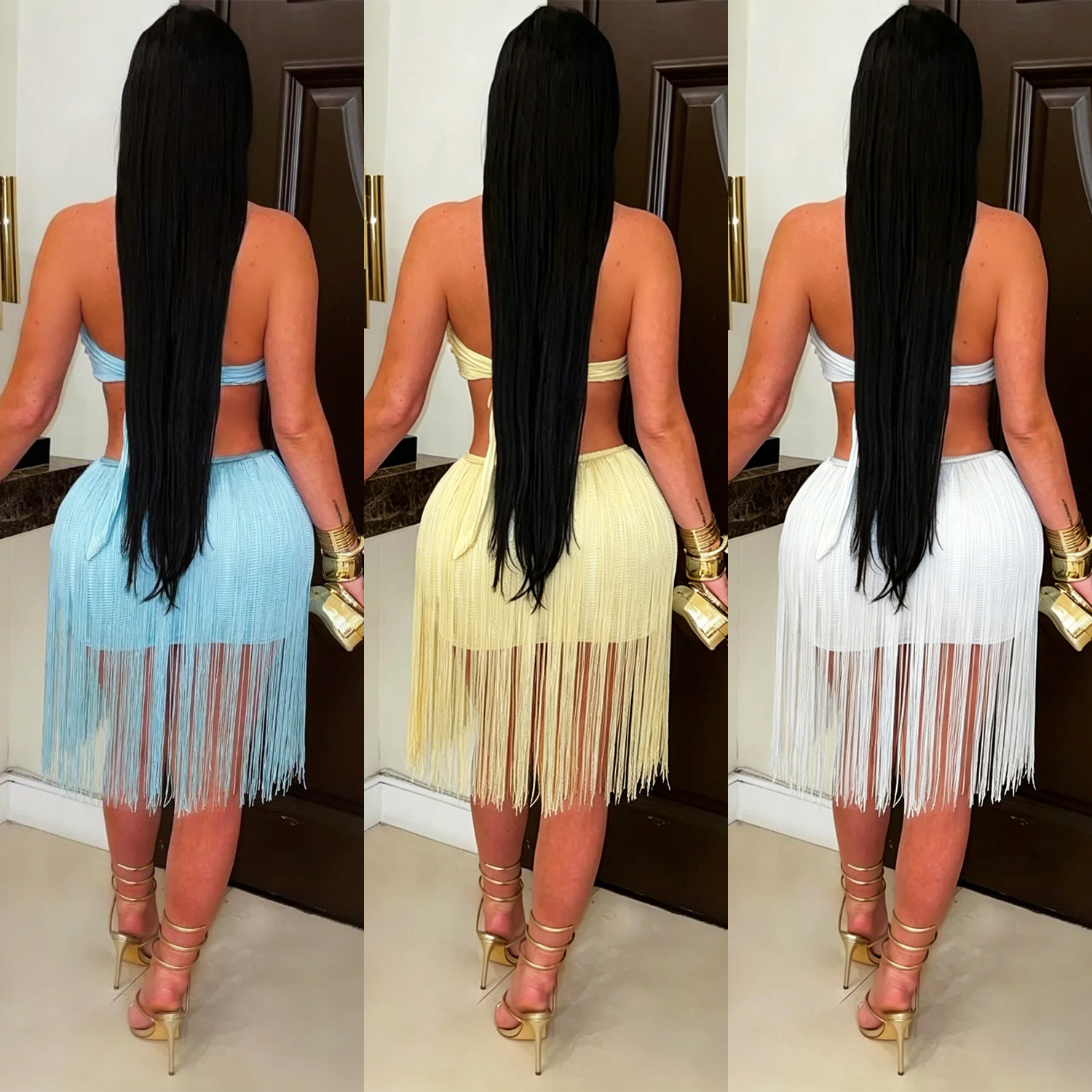 Sleeveless Fringe Mini Dress 2026 Women Summer Clothes Luxury Elegant Evening Party Club Chic Sexy Short Tassel Dresses