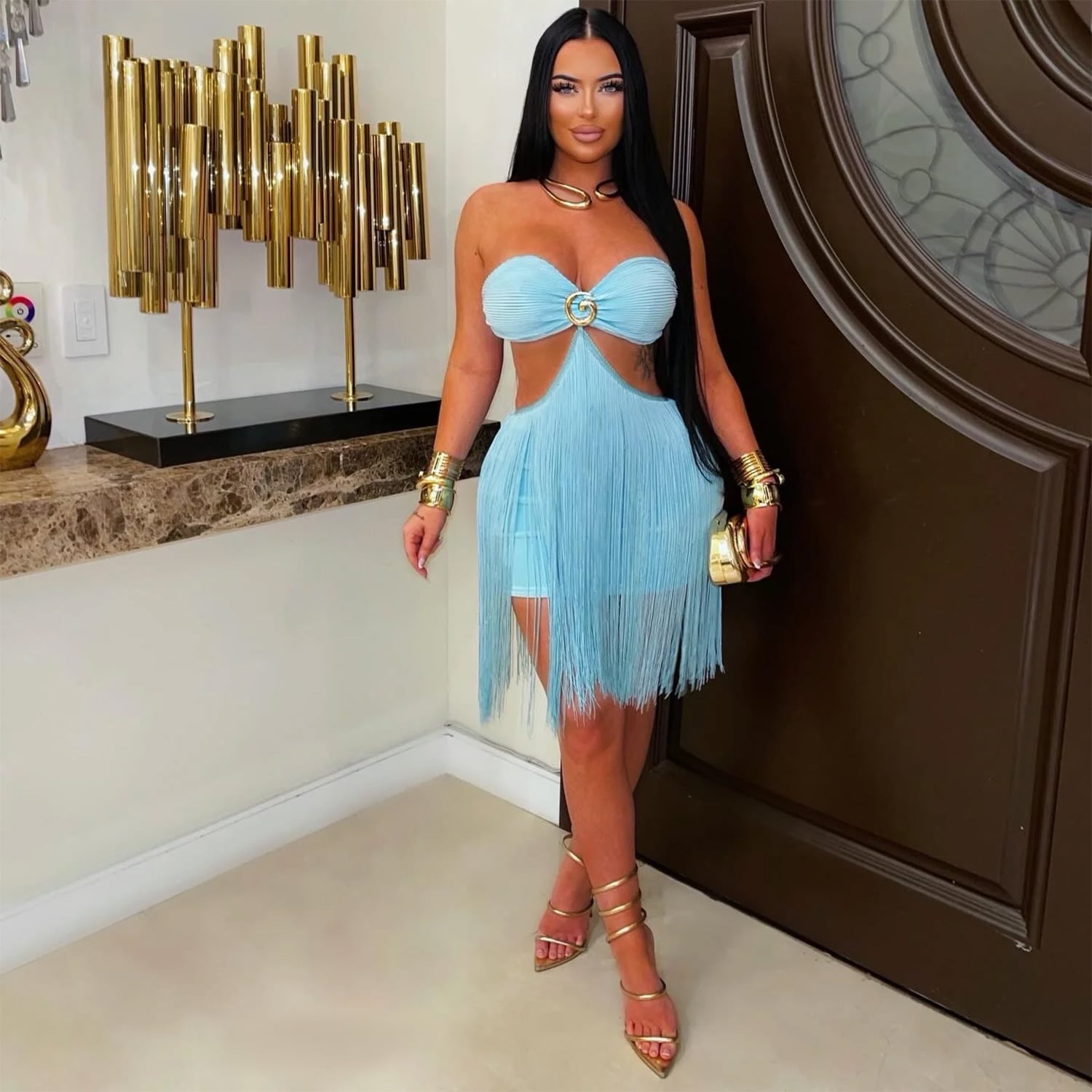 Sleeveless Fringe Mini Dress 2026 Women Summer Clothes Luxury Elegant Evening Party Club Chic Sexy Short Tassel Dresses