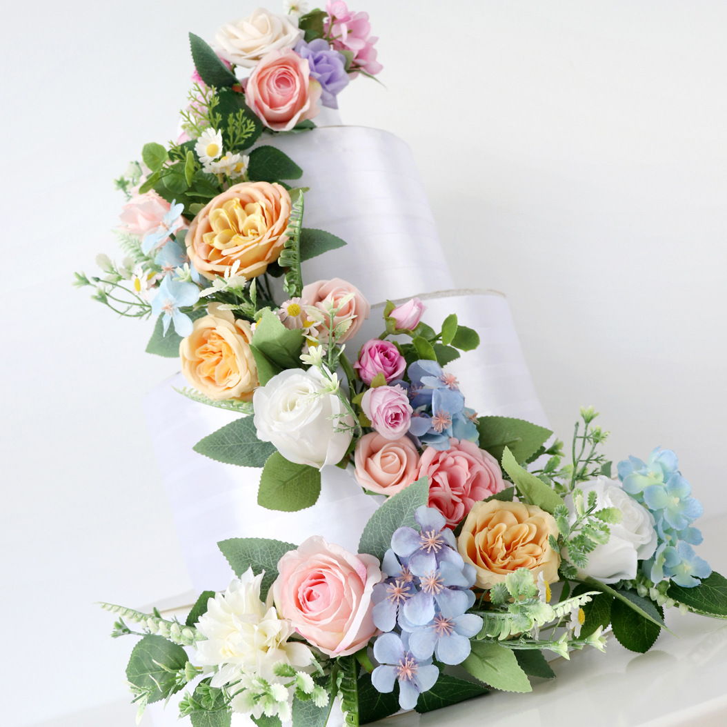 Flower cake decoration ornaments wedding birthday banquet dessert table flower engagement wedding celebration floral arrangement