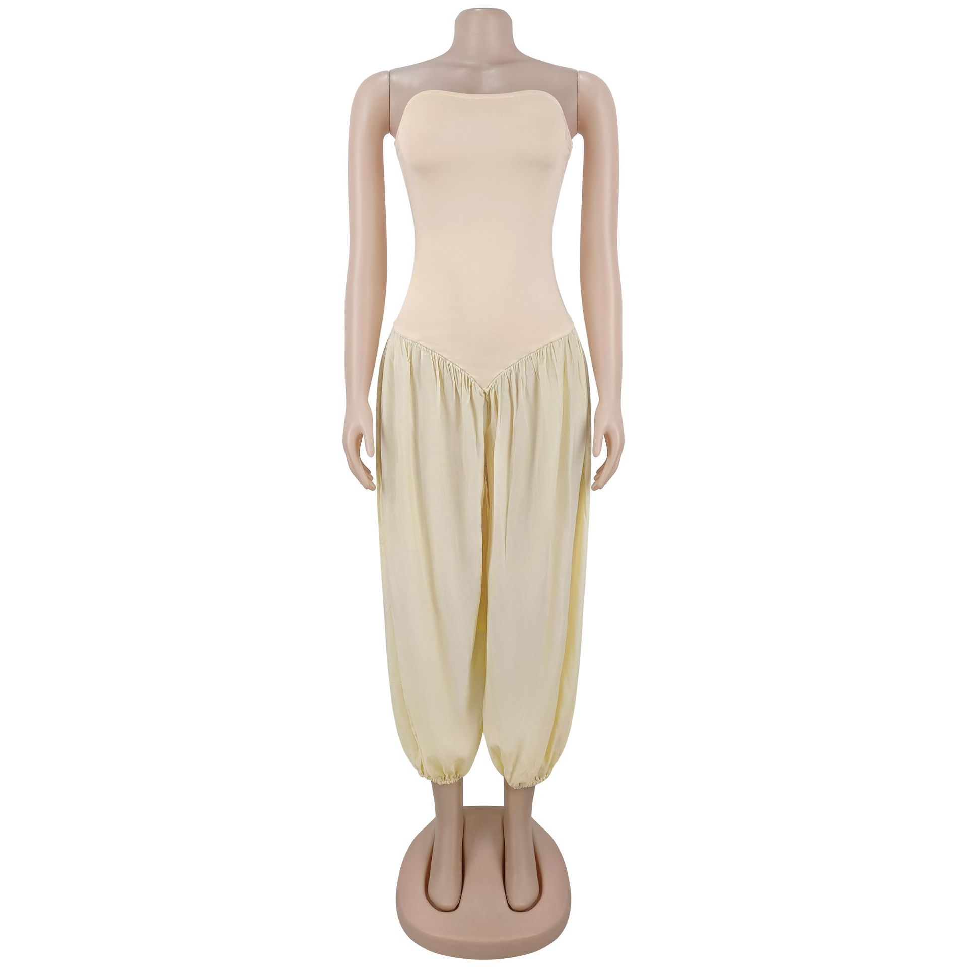 Solid Tube Strapless Women's Jumpsuits and Rompers Summer Clothes Sleeveless Lantern Pants Party One Piece Club Outfits