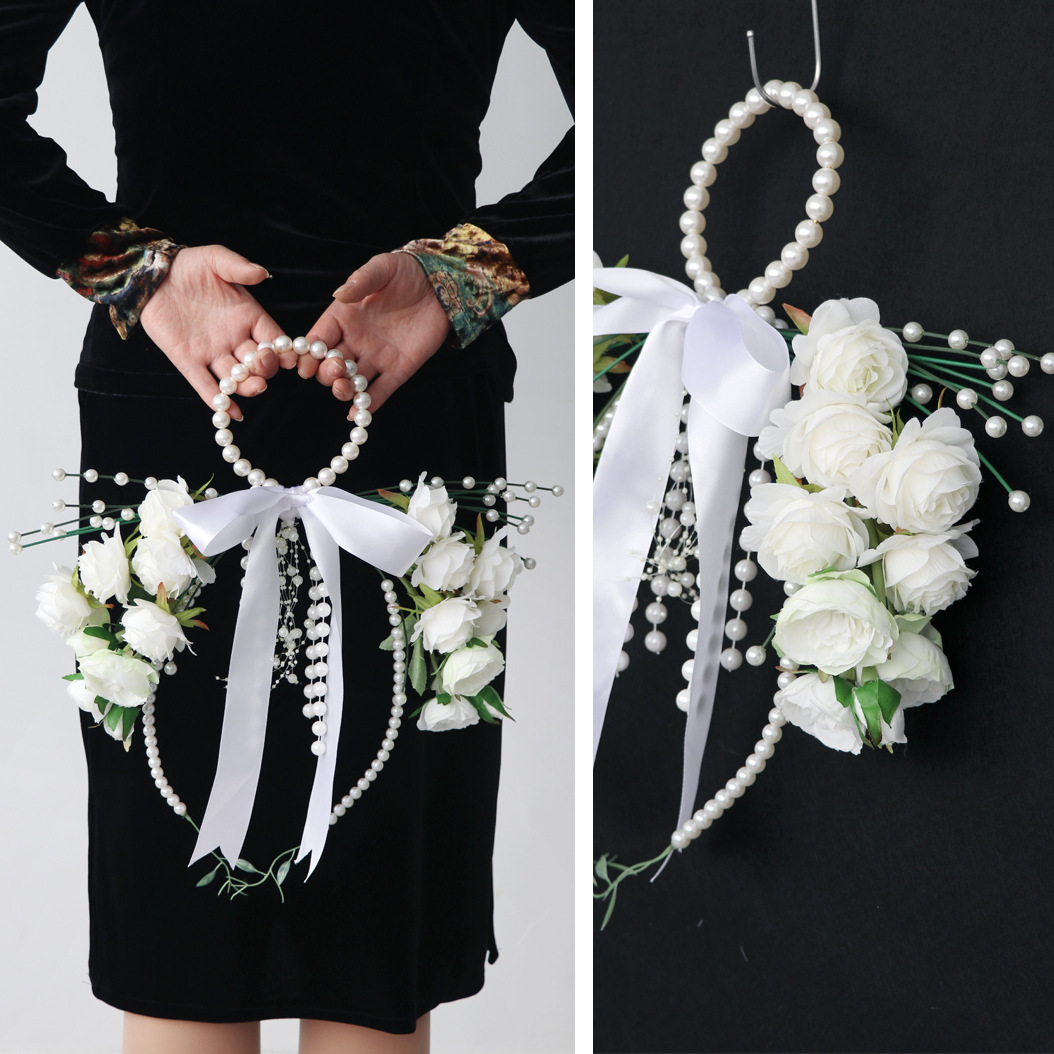 New Wedding Bouquet Bridal Hand held Flower Rose Pearl Hand held Flower Photography Wedding Flower