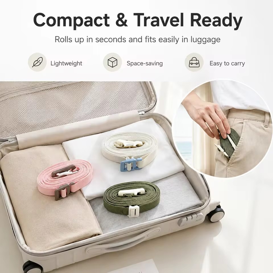 Windproof Outdoor Clothesline with 6 Clips Non-Slip Multifunctional Portable Storage Lanyard Space-saving Adjustable