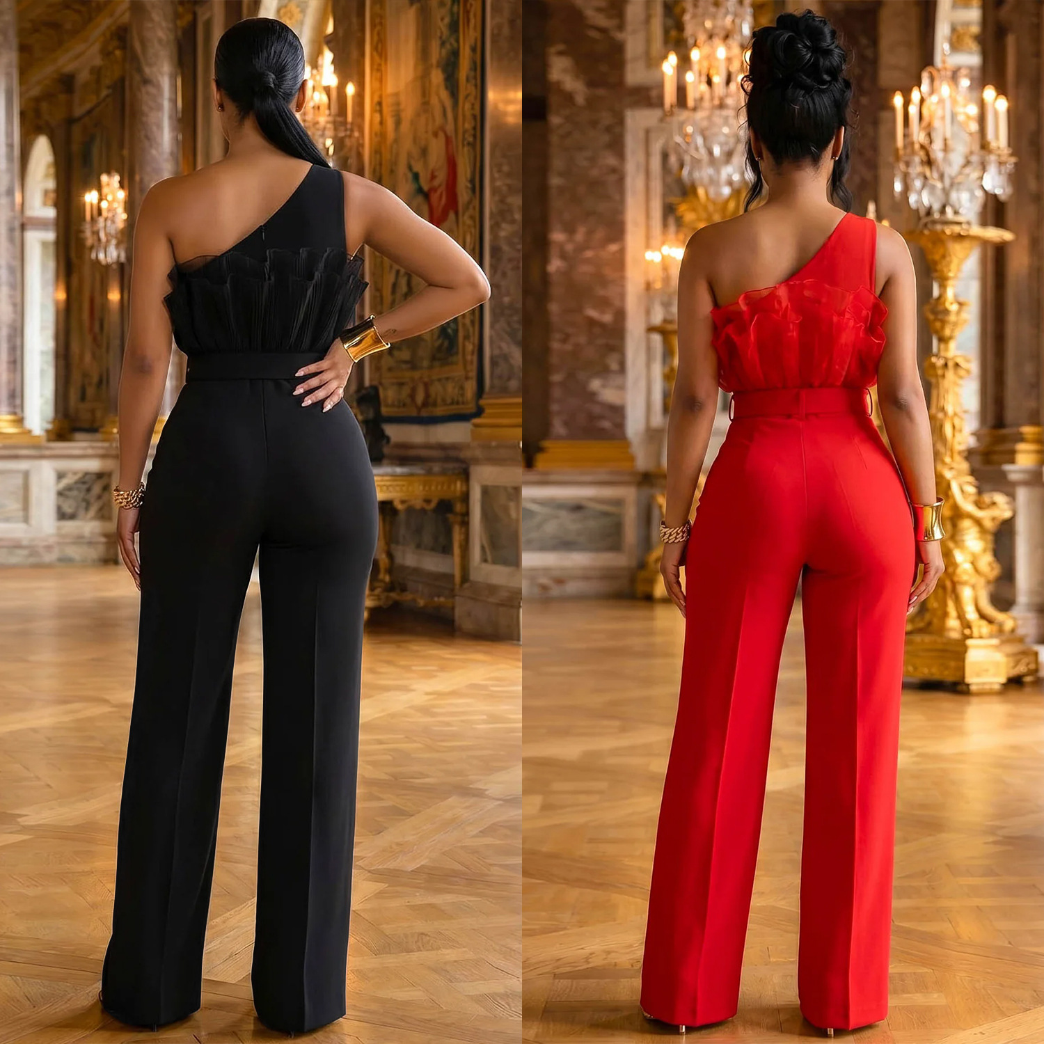 Sexy Elegant Jumpsuits 2026 Women Summer Luxury Club Ruffle Mesh Bodycon Luxury One Piece Party Jumpsuit Bodysuit Playsuit