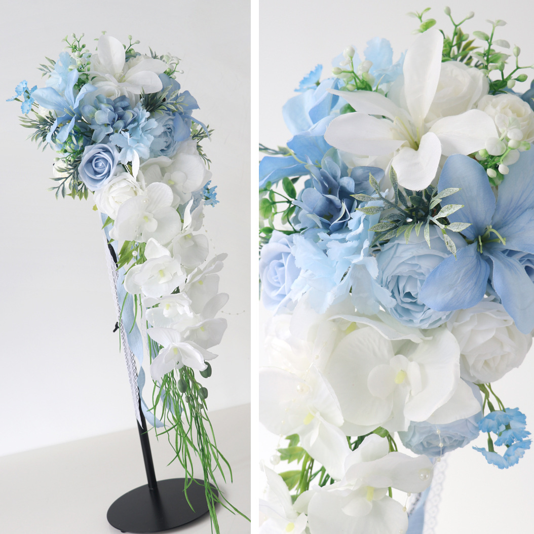 Bridal Bouquet Waterdrop Holding Flowers Church Outdoor Wedding Photography Waterfall Holding Flowers Wedding Floral Arrangement