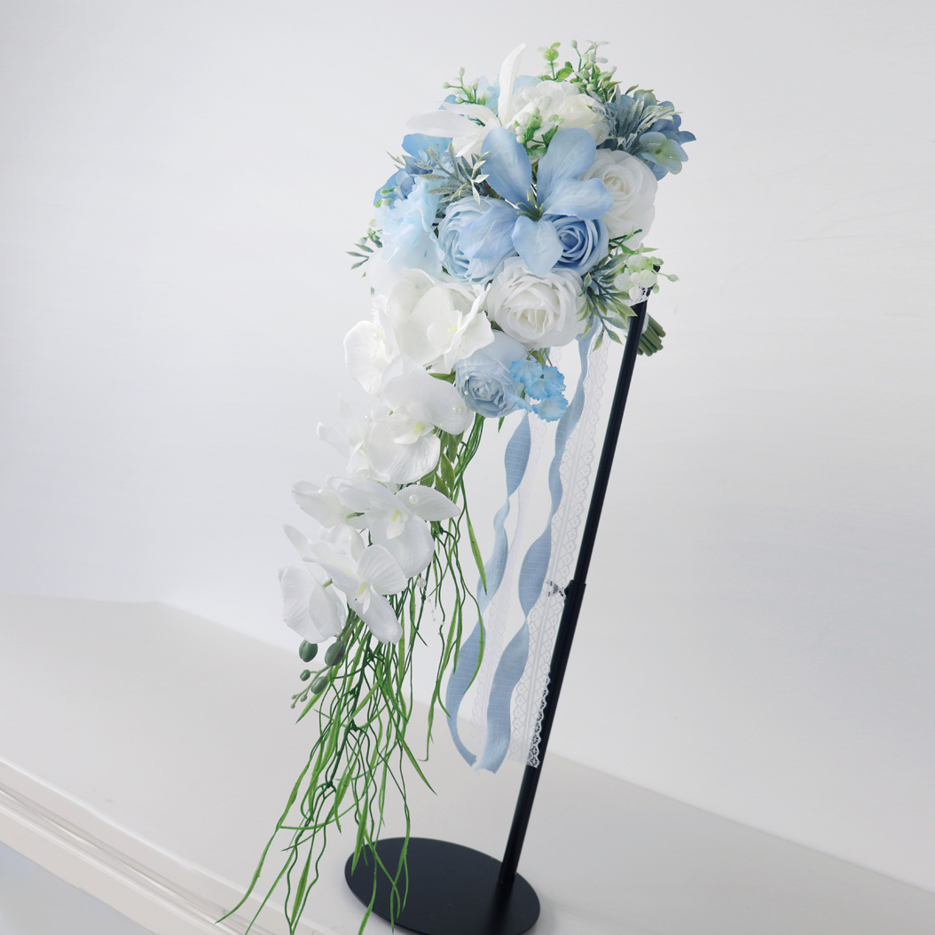 Bridal Bouquet Waterdrop Holding Flowers Church Outdoor Wedding Photography Waterfall Holding Flowers Wedding Floral Arrangement