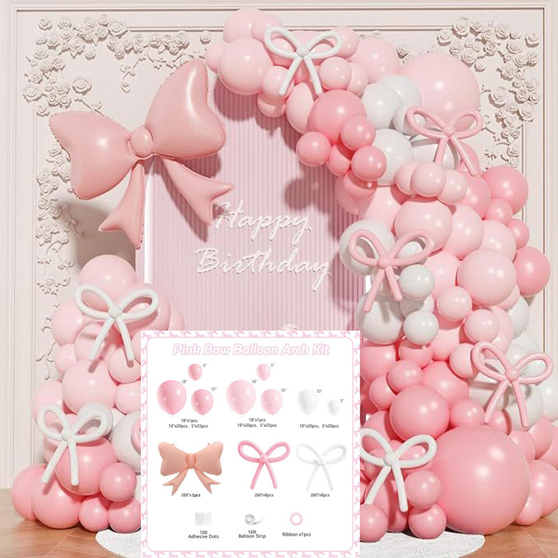 Bowknot Balloon Garland Kit, Bow Balloon Arch Set for Wedding, 1st Birthday Party, Baby Shower Decorations