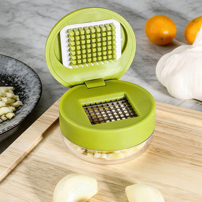 1PC Multifunctional Garlic Press Manual Mincer,PET and Stainless Steel Garlic Slicer Handheld Ginger Masher with Storage Case