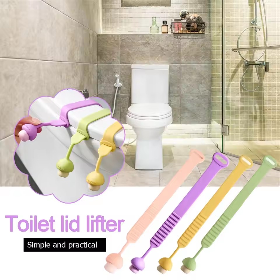 Silicone Toilet Seat Lifter Handle Avoid Touching Toilet Seat 4 Pcs Washable and Resusable Toilet Lid Lifter Opener