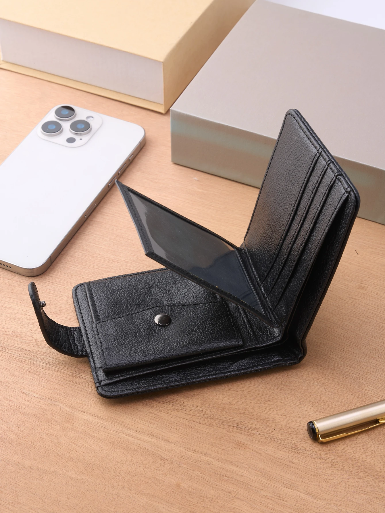 Men's Slim Leather Wallet, Quality Zipper Purse with Coin Pocket, Male Business Casual Short Multi-Card Holder for Daily Use