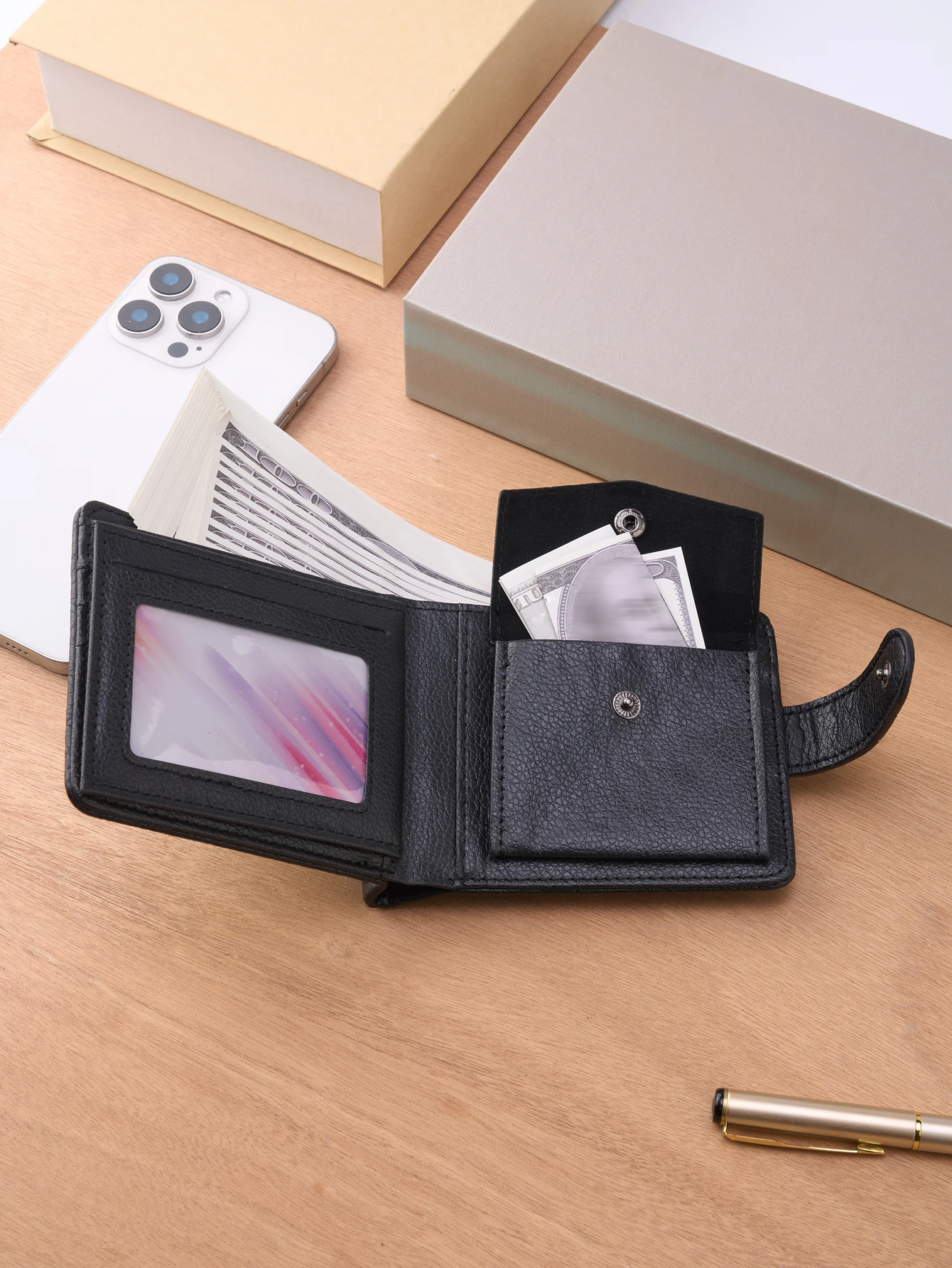 Men's Slim Leather Wallet, Quality Zipper Purse with Coin Pocket, Male Business Casual Short Multi-Card Holder for Daily Use
