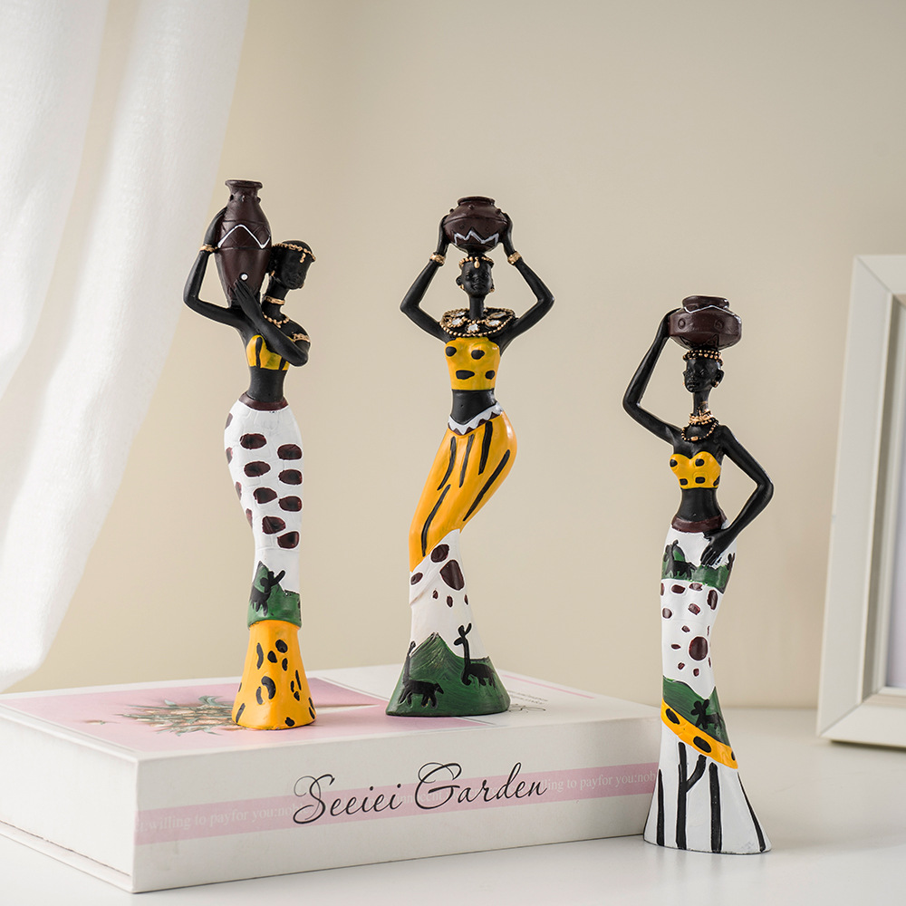 New Fashionable African Black Women Character Art Resin Crafts Home Living Room Entrances Desktop Decorations Ornaments