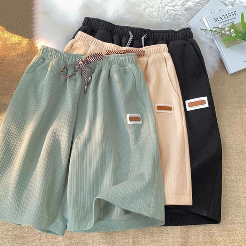 2026 New Summer Thin Men's Casual Beach Shorts Baggy Striped Breathable Sports Short Men Jogging Knee Length Pants Sweatpants