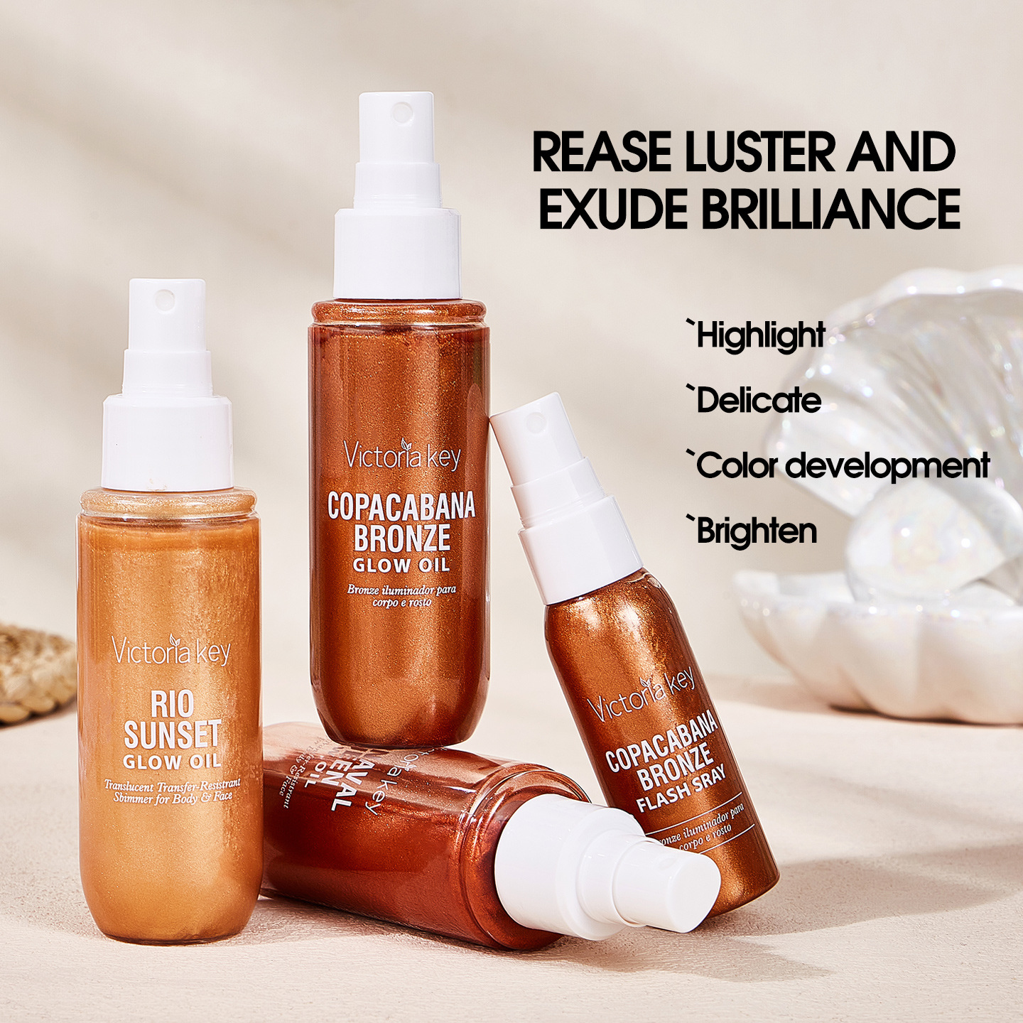 Shining powder spray body luminous oil liquid high gloss oil body brightening flash liquid