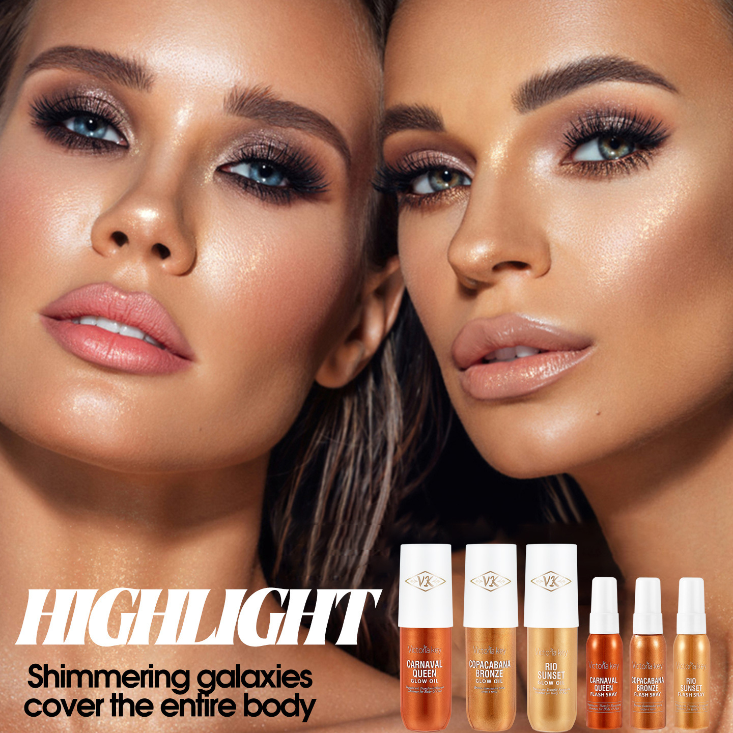Shining powder spray body luminous oil liquid high gloss oil body brightening flash liquid