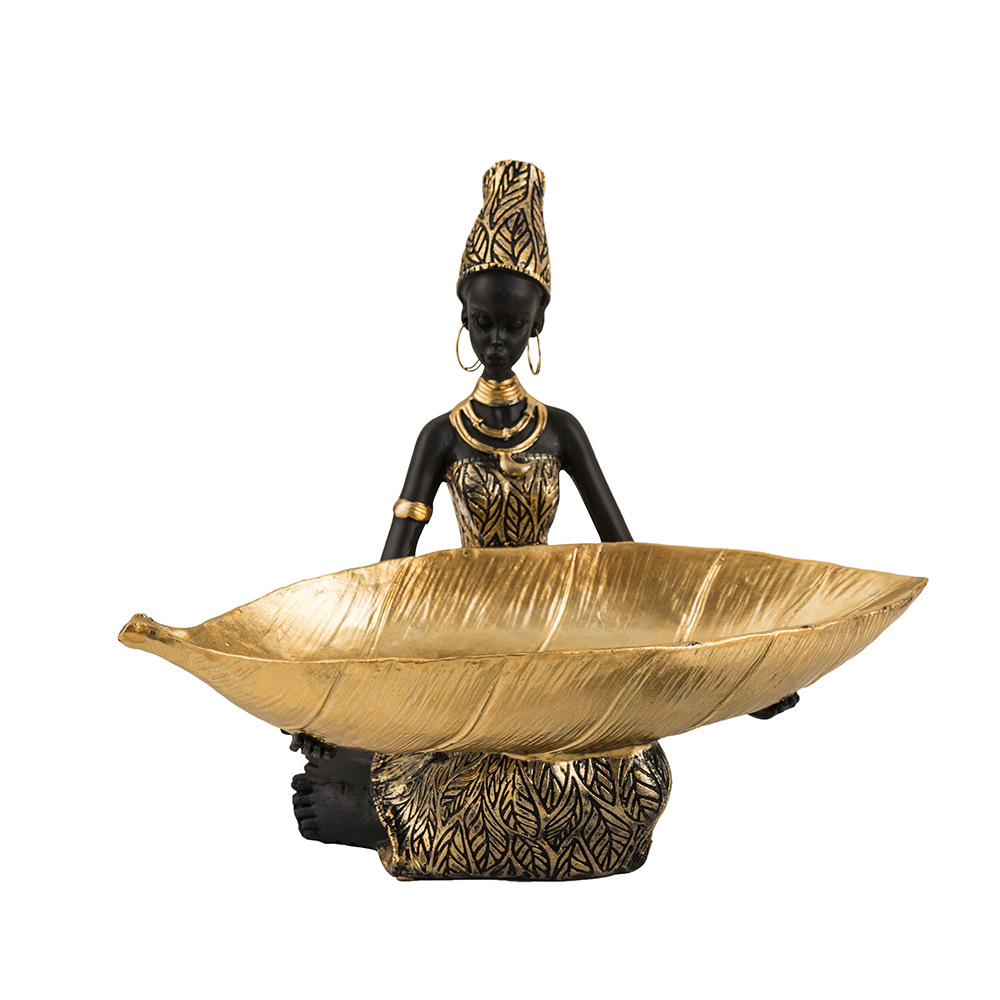 New Fashionable Black Tray Storage Resin Home Fruit Tray Character Ornament European Desktop Storage Car Interior Decoration