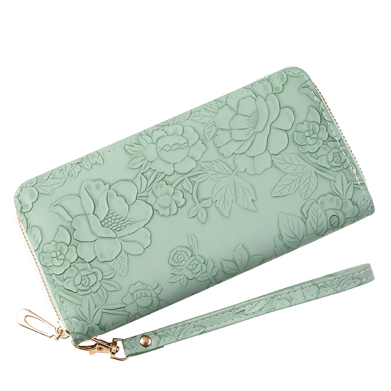 Women's new fashion trend long zipper handbag with enlarged phone bag embossed design  simple and versatile women's wallet