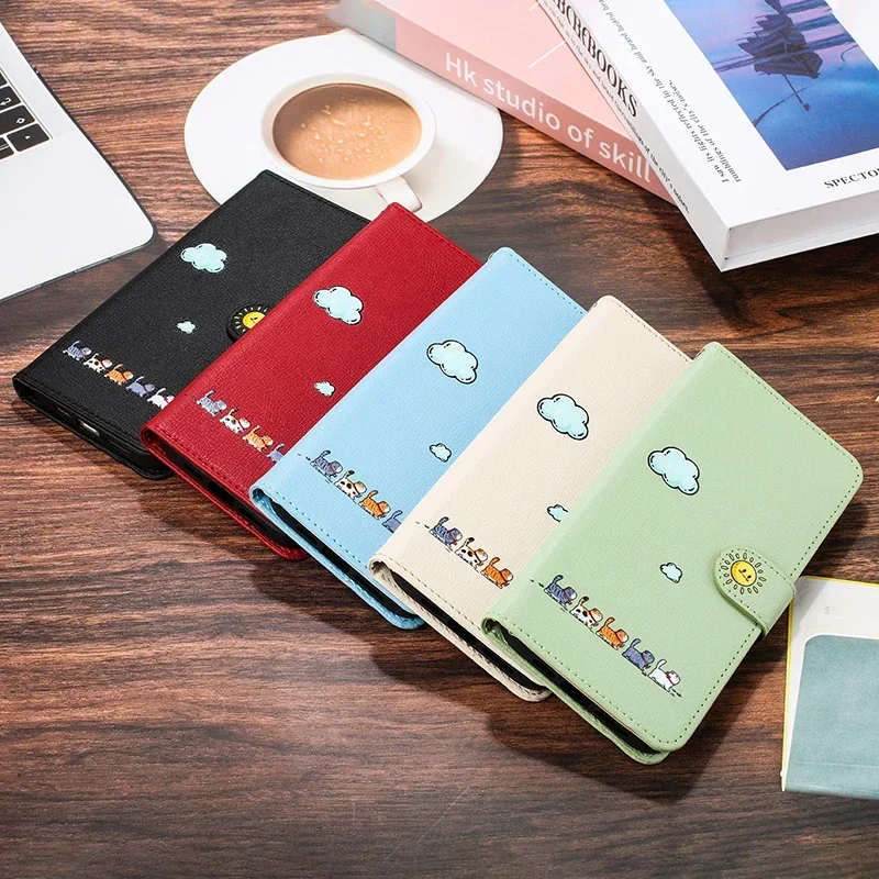 Cartoon Pattern Flip Leather Case For iPhone 13 12 14 Pro Max mini 13Pro 14Pro Wallet Phone Back Cover Etui