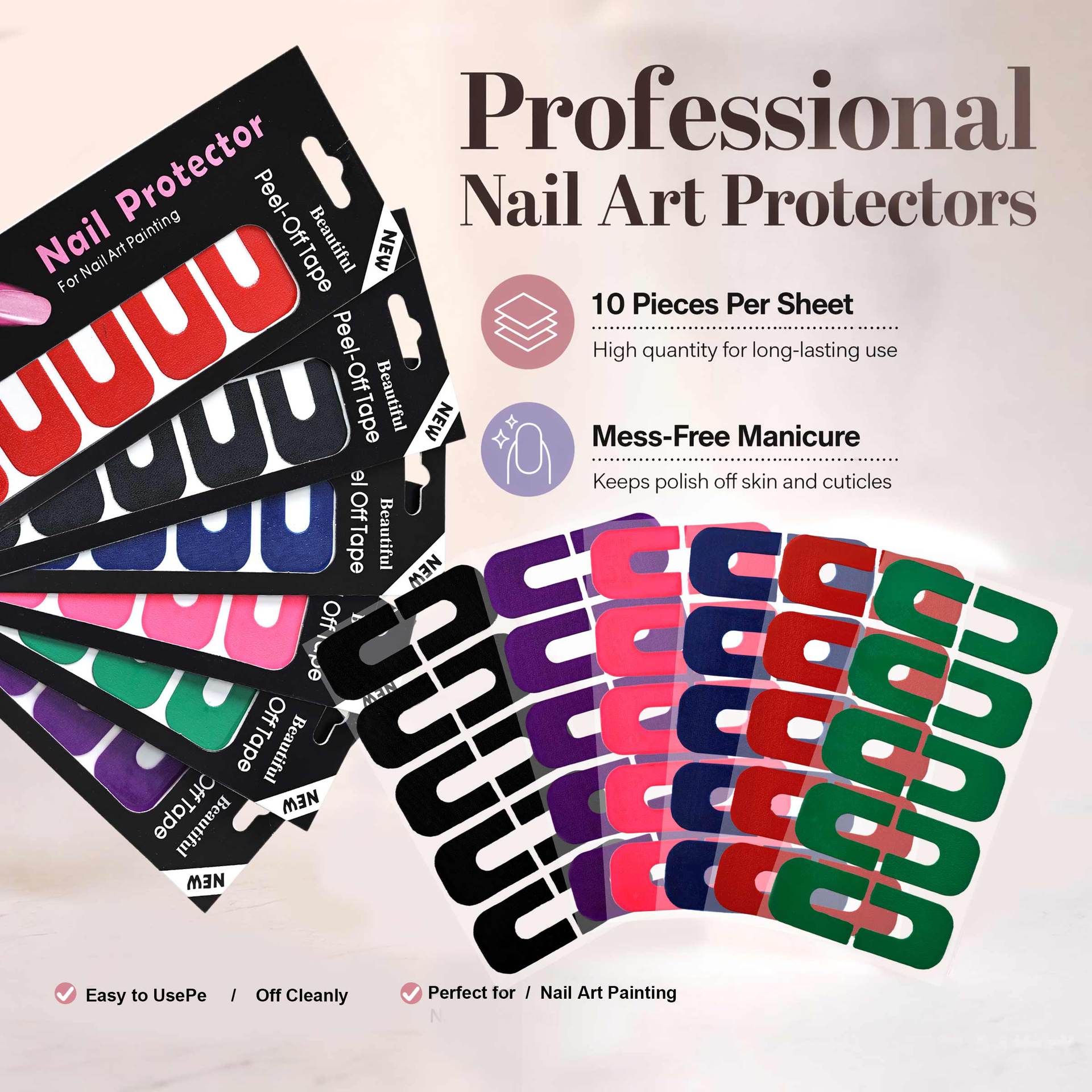 10Pcs Colorful Nail Polish Protector For Fingers UV Protection Tape U Shape Peel Off Nail Polish Finger Guards Barrier Stickers