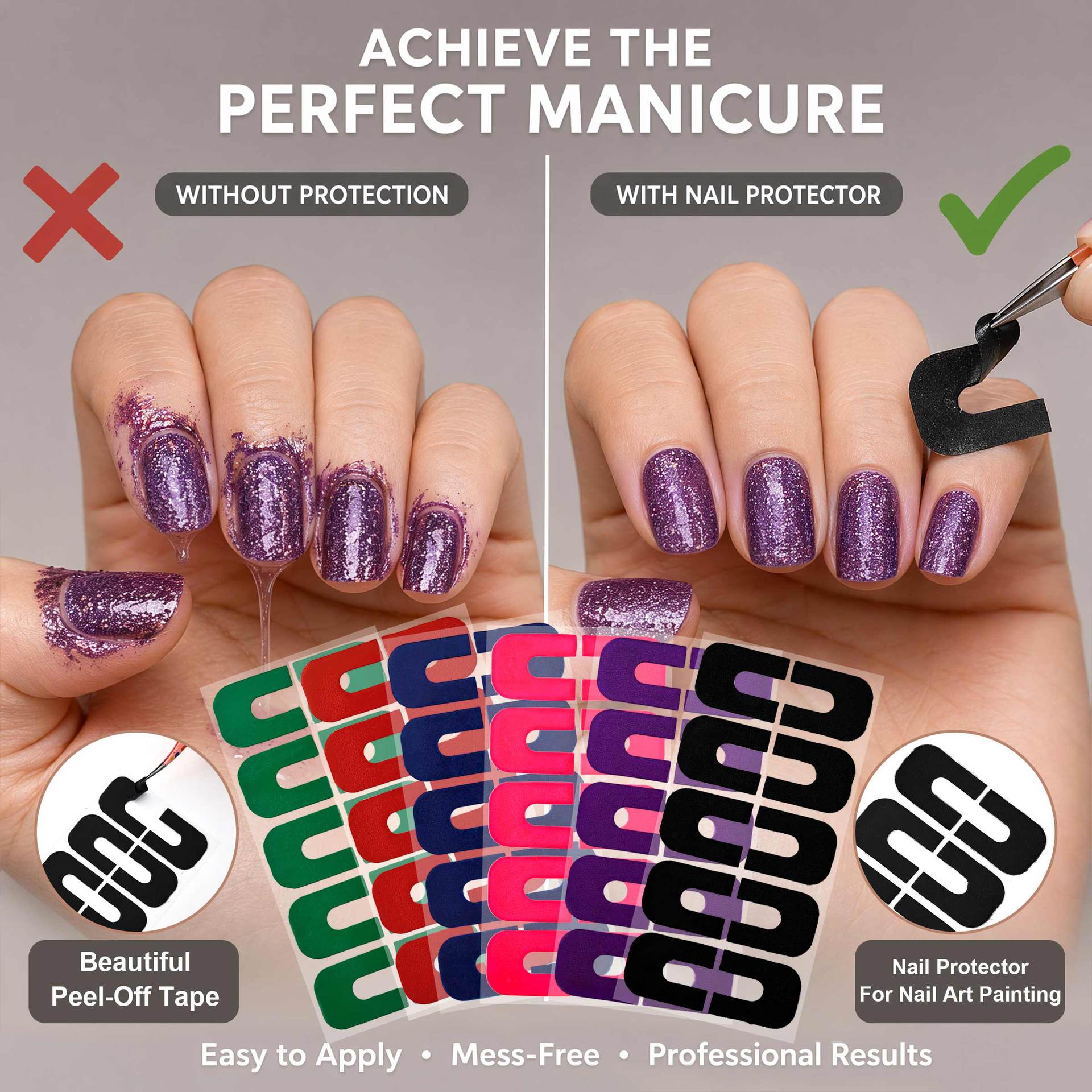 10Pcs Colorful Nail Polish Protector For Fingers UV Protection Tape U Shape Peel Off Nail Polish Finger Guards Barrier Stickers