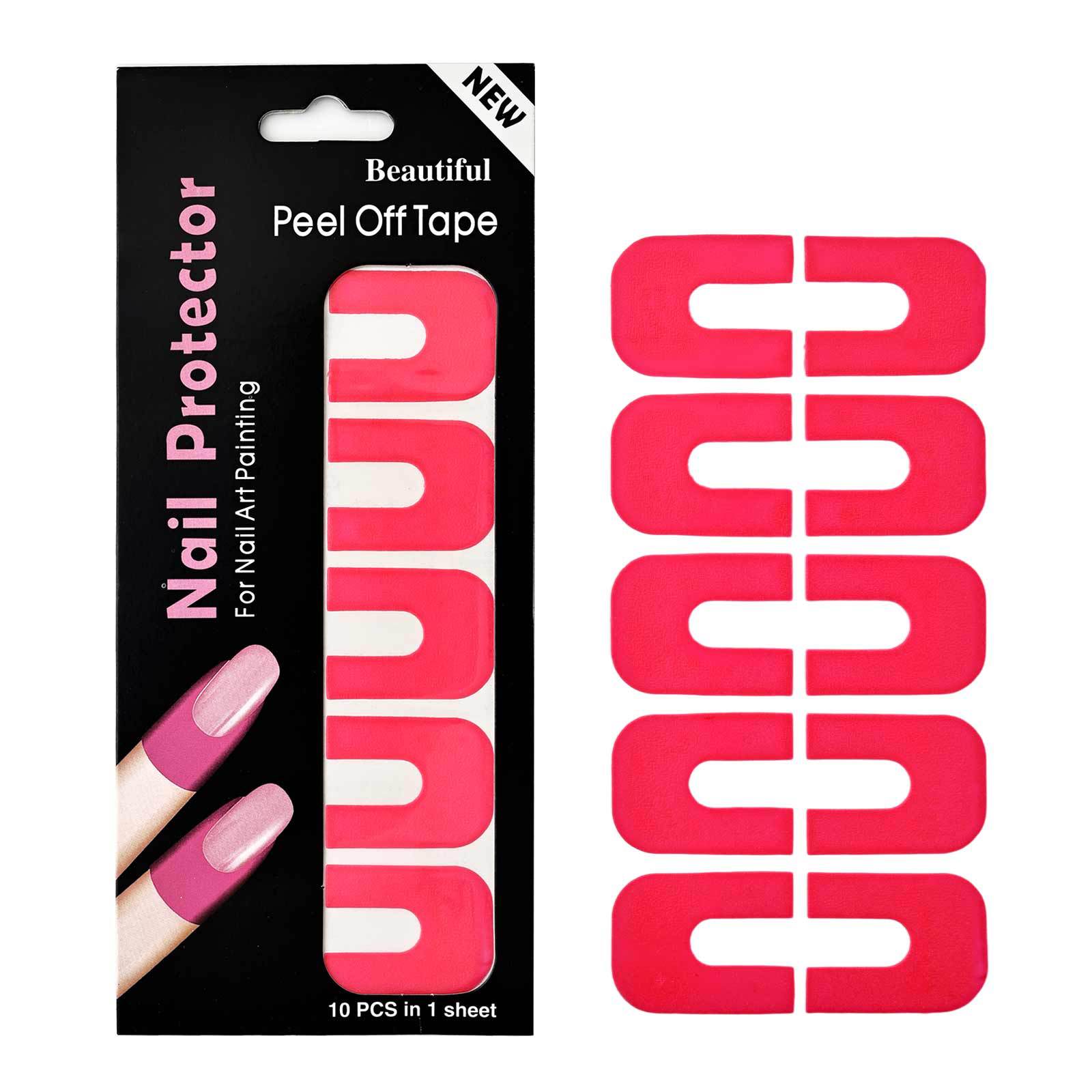 10Pcs Colorful Nail Polish Protector For Fingers UV Protection Tape U Shape Peel Off Nail Polish Finger Guards Barrier Stickers