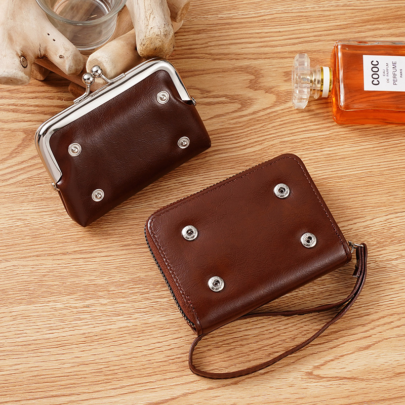 Ladies' new fashionable casual versatile trendy buckle coin purse 4-inch zipper clip bag light luxury handbag retro bag