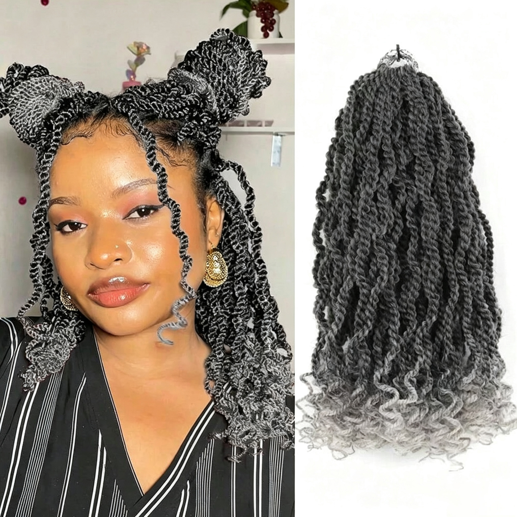 2026 Pre-looped Senegalese Twist Crochet Braids 8/12 Inch 15 Strands Soft Synthetic Hair Extensions for Women