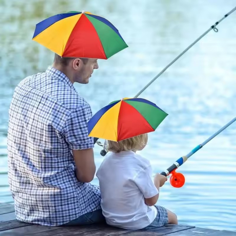 Hands-Free Umbrella Hat for Adults - UV Protection Sun Hat with Adjustable Headband, Waterproof Outdoor Rain & Sun Shade Hat