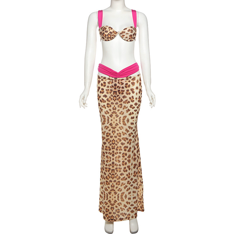 Festival Holiday Women 3 Piece Set Hipster Printed Summer New Mini Camisoles+Underwear+Maxi Skirts Mujer Aesthetic Outfits