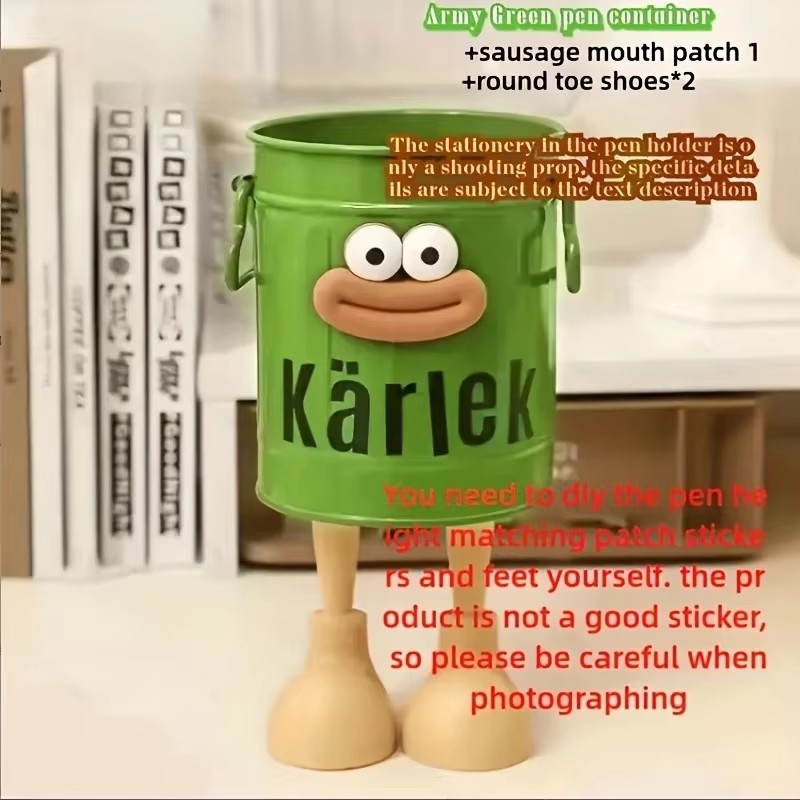 1pc Cartoon Personality Pen Holder Set, Desktop Organizer Bucket, Ideal Gift for Home and Study Stationery Storage