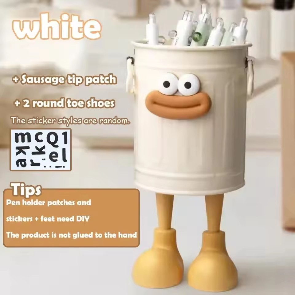 1pc Cartoon Personality Pen Holder Set, Desktop Organizer Bucket, Ideal Gift for Home and Study Stationery Storage