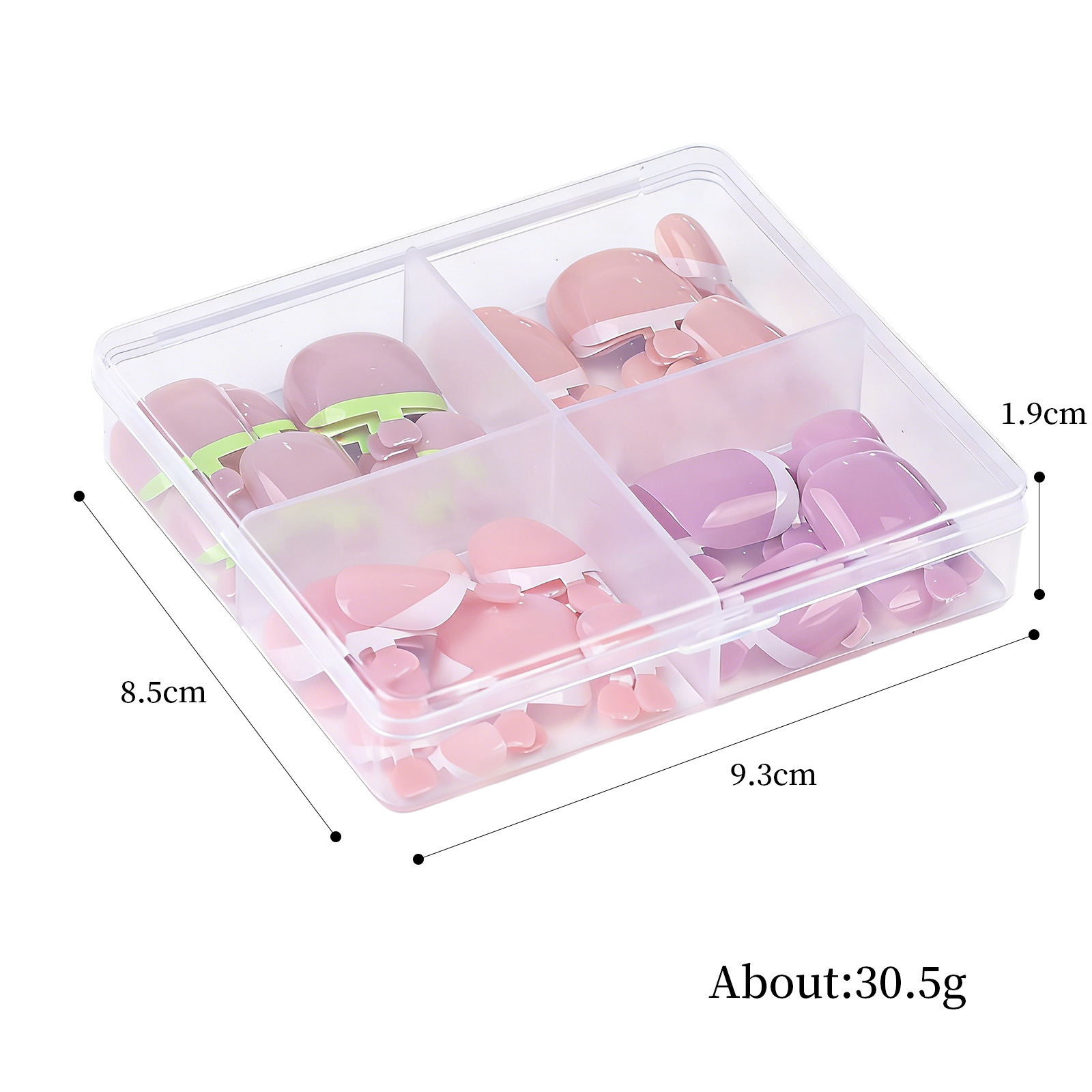 96pcs/Box French/Cat Eye Toe Nail Stickers Y2K Square Nail Tips Toe Press On Nails Pre-Designed Soft Gel Thickened Fake Toenails