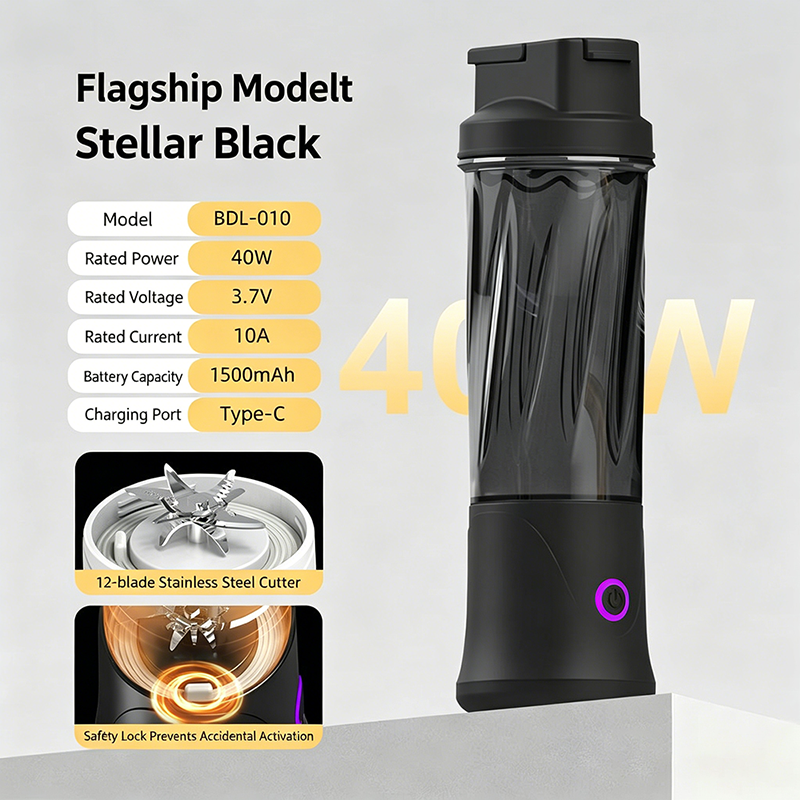 12-Blade Portable Juice Cup, 40W/60W USB Rechargeable Blender with 1500mAh Battery, 40s Fast Juicing, Sporty Design, UK Charging